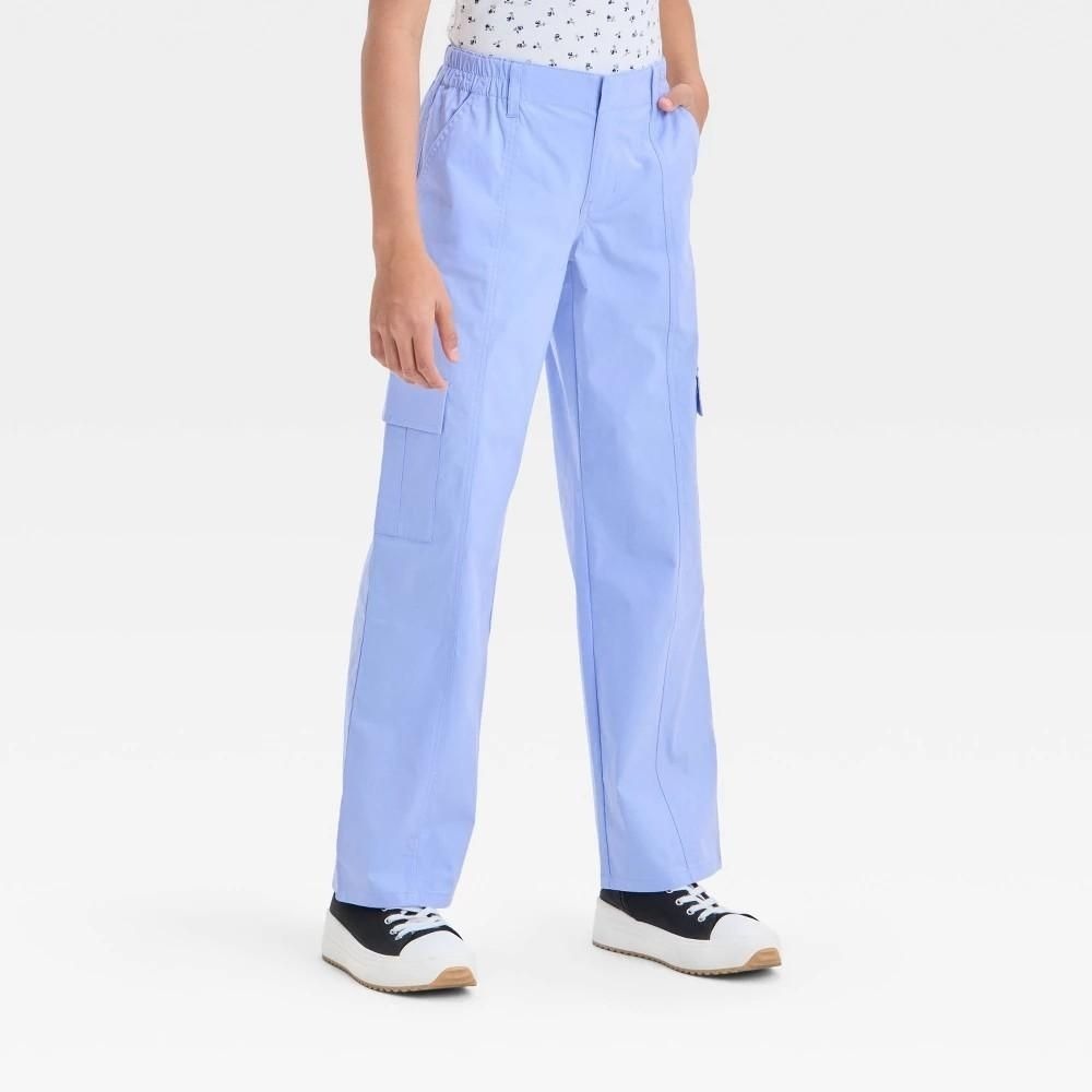 Art Class Girls Straight Leg Cargo Pants Blue Size L 10/12 Cotton Spandex